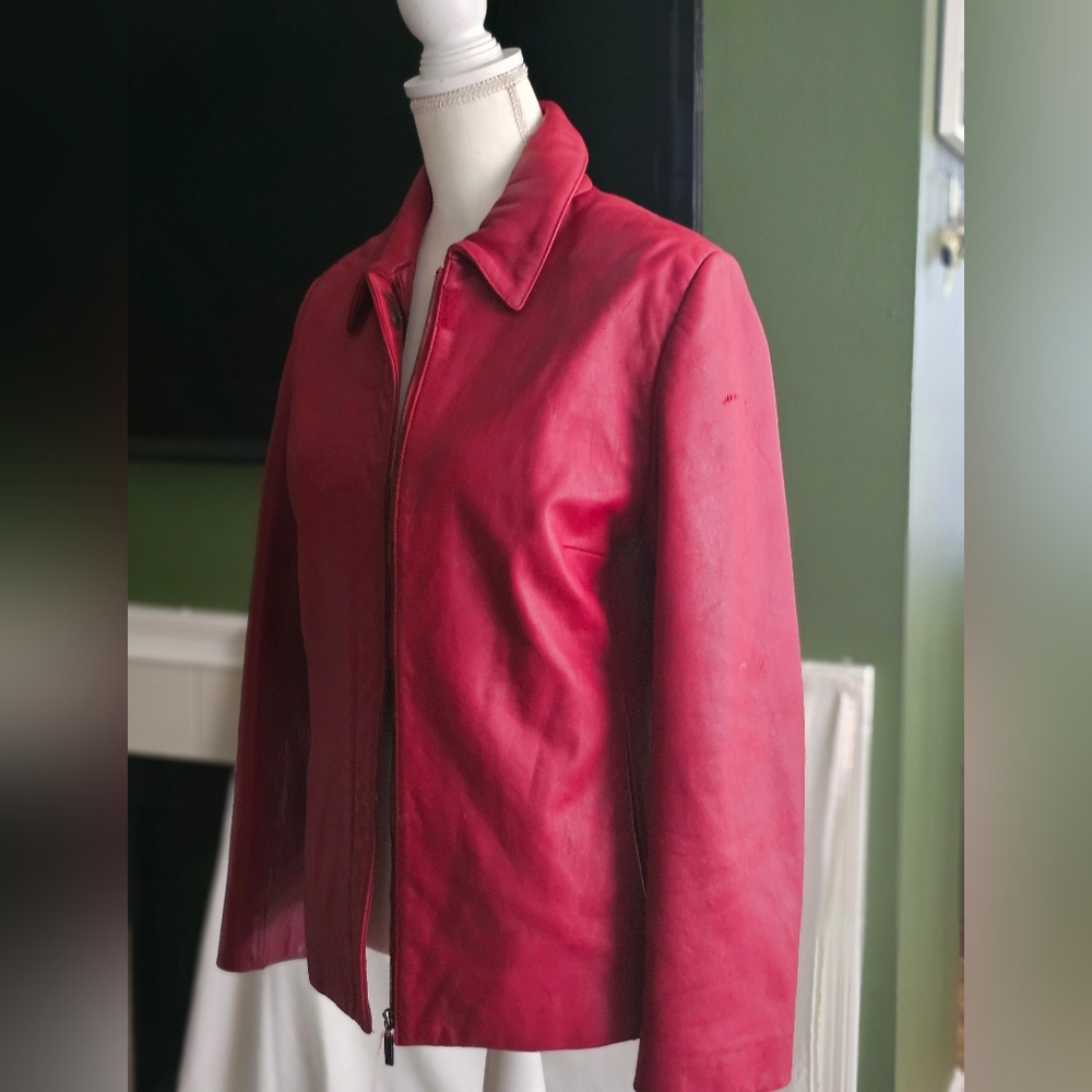 Red leather jacket